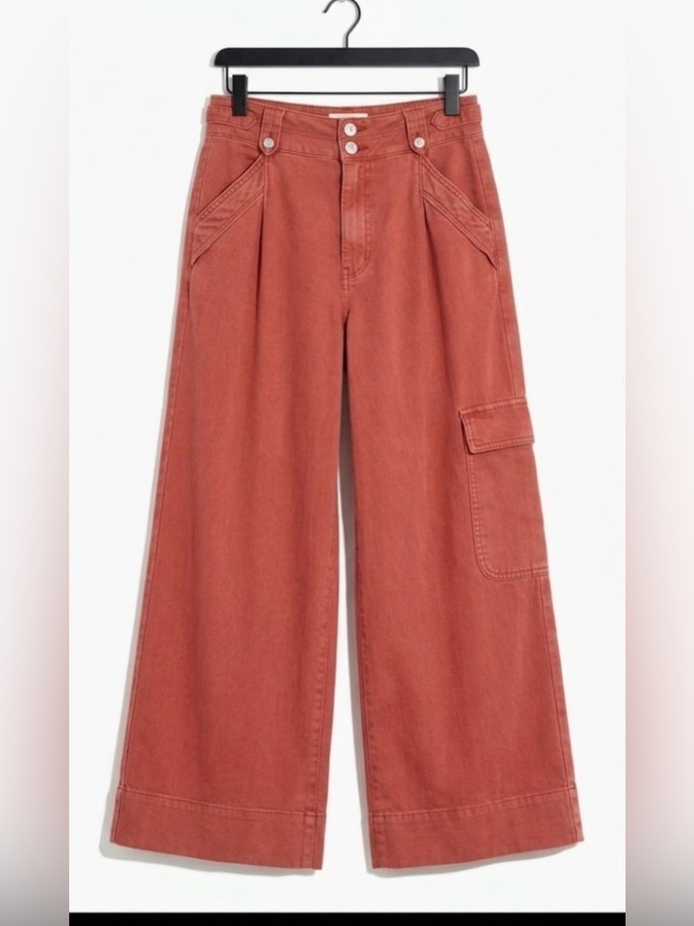 Pilcro Anthropologie Wide Leg High Rise Baggy Cargo Pants Women Sz 27 Terracotta - Picture 1 of 16